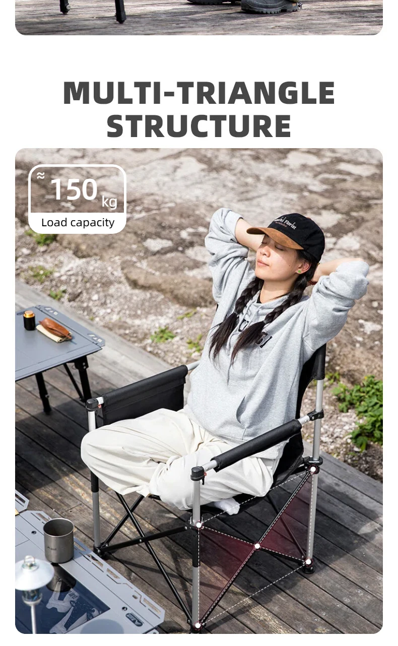 BISINNA Campingstuhl, tragbarer faltbarer Stuhl aus Oxford-Stoff, leichter Klappstuhl für den Außenbereich, für Picknick, Reisen, Angeln – Detail 5
