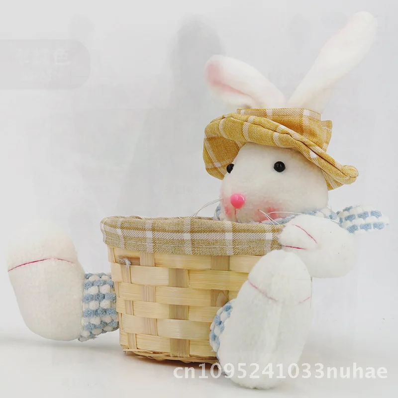 

Cartoon Easter Bunny Doll Decoration Cute Candy Basket Egg Storage Basket for Party And Festival Decorations Polyester Fabric
