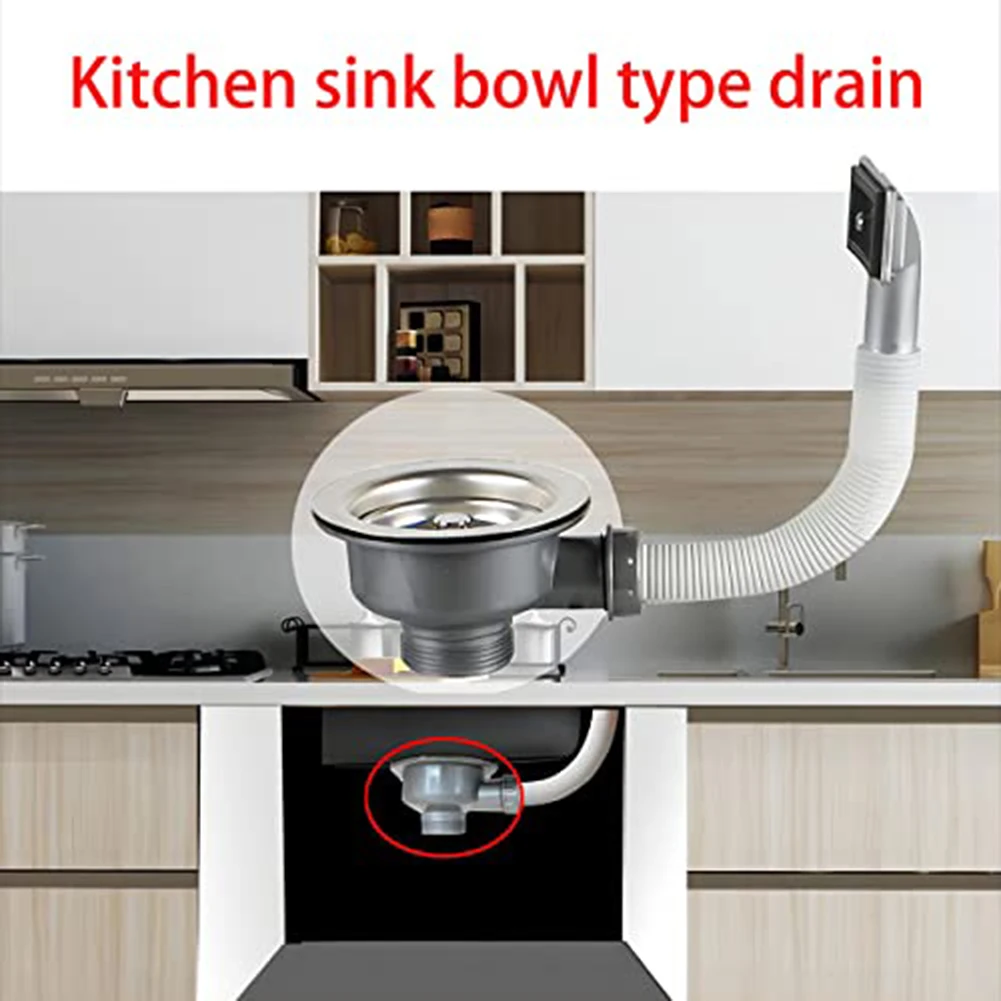 Kitchen Sink Drain Bowl Type Tea Strainer With Overflow 110mm/114mm 304 Stainless Steel With Rectangle Overflow Sink Strainer