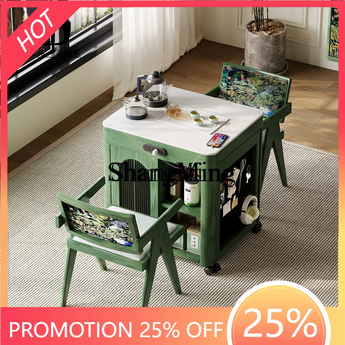 

ZYY retro retractable tea table multi-functional household small apartment table retro style medieval tea table