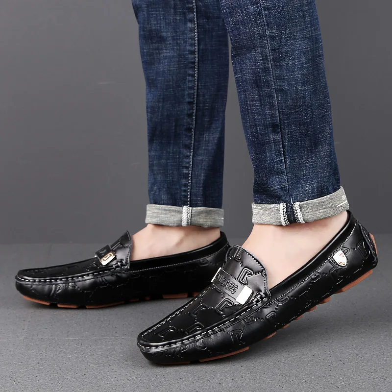 Men High Quality Leather Loafers Men Casual Outdoor Shoes Moccasins Slip on Men Business Shoes Male Driving Shoes Bean Shoes