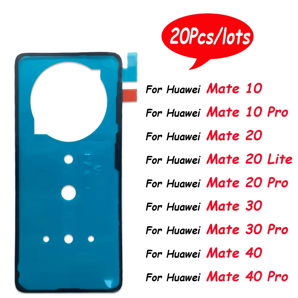 20Pcs，Adhesive Sticker Back Housing Battery Cover Tape Waterproof For Huawei Mate 40 30 20 Lite 10 Pro