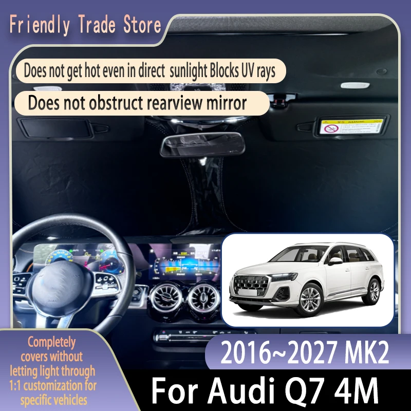 

Car Front Windshield Sunshade For Audi Q7 4M 2016~2027 MK2 Fold Shade UV Shade Solar Sun Shade Privacy Curtain Car Accessories