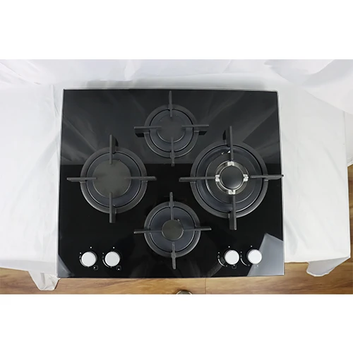 60cm Built in Gas Cooktop 4 Burners Black Glass Battery Ignition Gas Stove Top