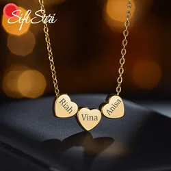 Sifisrri Personalized Custom Name Necklace For Women Jewelry Stainless Steel Engrave Letter Heart Link Chain Birthday Gift