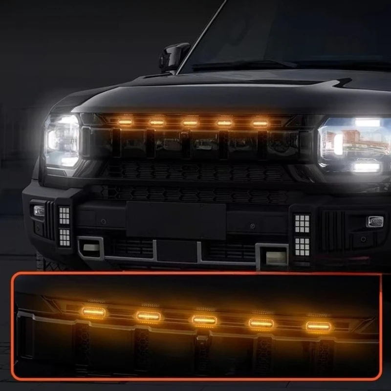 

Светодиодная передняя решетка с желтым светом, дневные ходовые огни, сигнальная лампа для Jetour Traveller T2 2023 2024, аксессуары для модификации