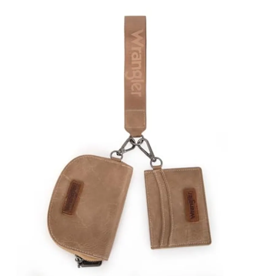 

Кошелек-брелок Wrangler для женщин, двойной кошелек-клатч на запястье с RFID-защитой для кредитных карт