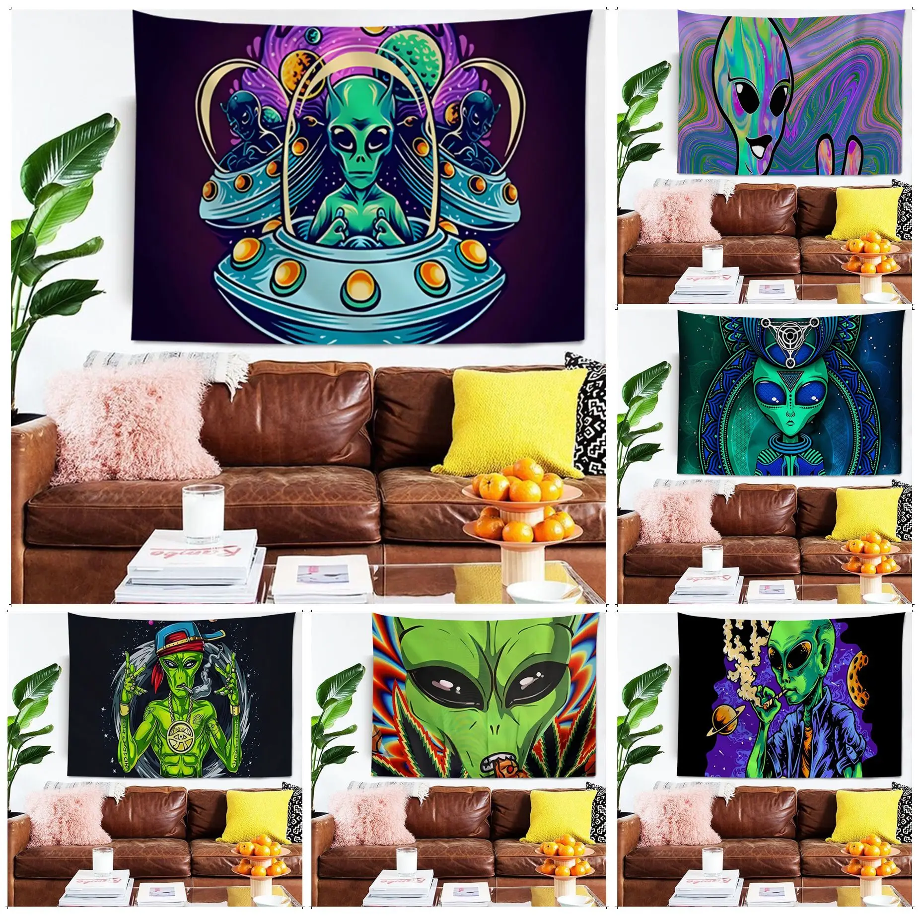 

Psychedelic Alien Anime Tapestry Wall Hanging Decoration Household Home Decor