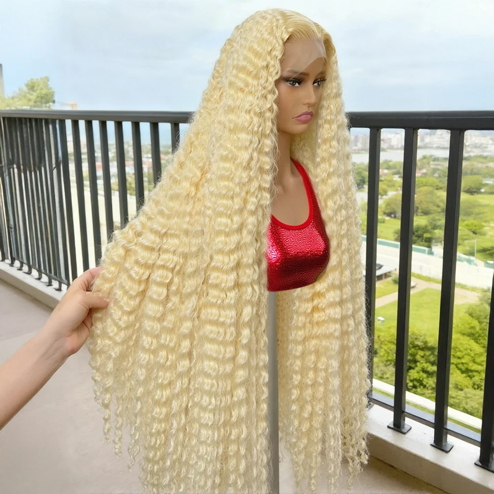 

Deep Wave 613 HD Lace Frontal Wig Honey Blonde Colored 13x6 13x4 Water Wave Transparent Lace Front Wig Human Hair 250% Density