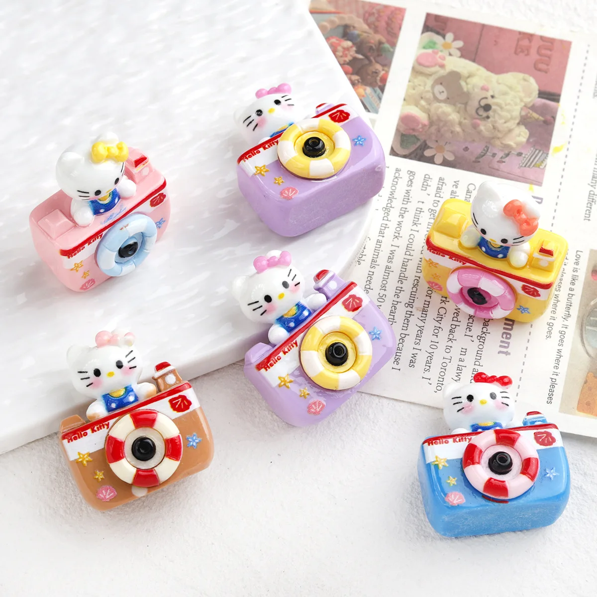 

2 шт. 3d Hello Kitty серии камера DIY аксессуары из смолы ювелирные изделия шпилька чехол для мобильного телефона очаровательный брелок кулон материалы