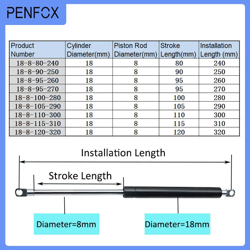 1PC 240-320mm 50kg/500N Universal Strut Bars Car Gas Spring Shock Absorber Hydraulic Lift Support Strut Bar Machine Gas Lift