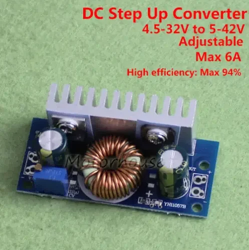 DC-DC Boost Step-up Adjustable Converter DC 5-32V to DC 6-42V 6A Power Supply Module 94% High Efficiency