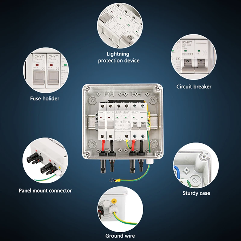 Solar photovoltaic PV Combiner Box With Lightning Protection 1 input 1 out DC 600V Fuse MCB SPD IP65 Waterproof Boxes Wholesale