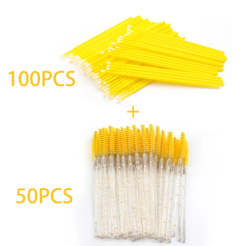 CNKESS 150 個コットンアプリケーターセット 2 で 1 バンドルまつげエクステンションブラシメイクアップツール綿棒ブラシまつげマスカラ