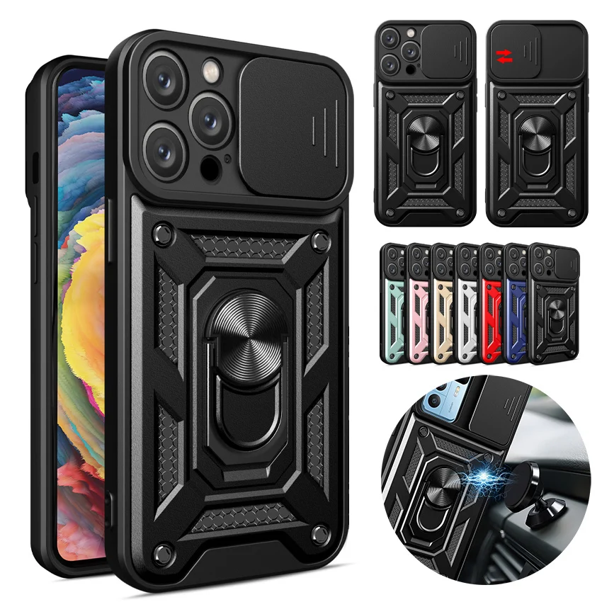 Slide Camera Lens Case For Xiaomi Redmi A1 Note 11 11S 10 10C 10S 9 9A 9C 9T 8 Pro K40 K40S Bumpers Armor Cover