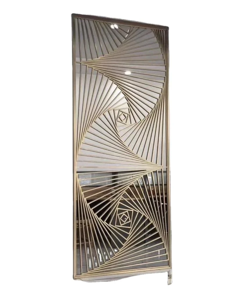 Modern Art-Themed Indoor Hall Room Divider Stainless Steel Screen Partition Unique Laser Cut Design Functions Hanging Metal