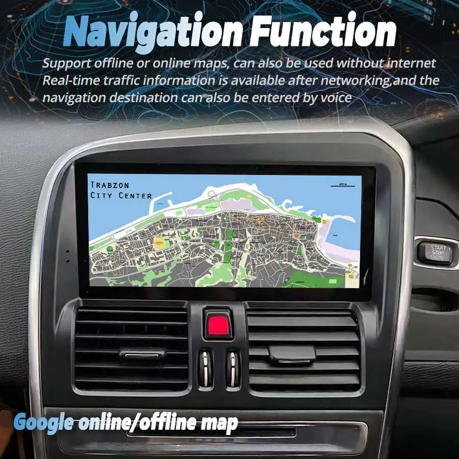 8.8 "Ccarplay 4G-LTE راديو السيارة الوسائط المتعددة مشغل فيديو لتحديد المواقع والملاحة لفولفو XC60 2008-2017 2din أندرويد 14 وحدة رأس الشاشة