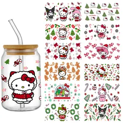 Miniso Hello Kitty Glass mis 16OZ UV DTF fincan sarar transferi Sticker için cam Libbey Can şişe Selfadhesive yıkanabilir DIY özel