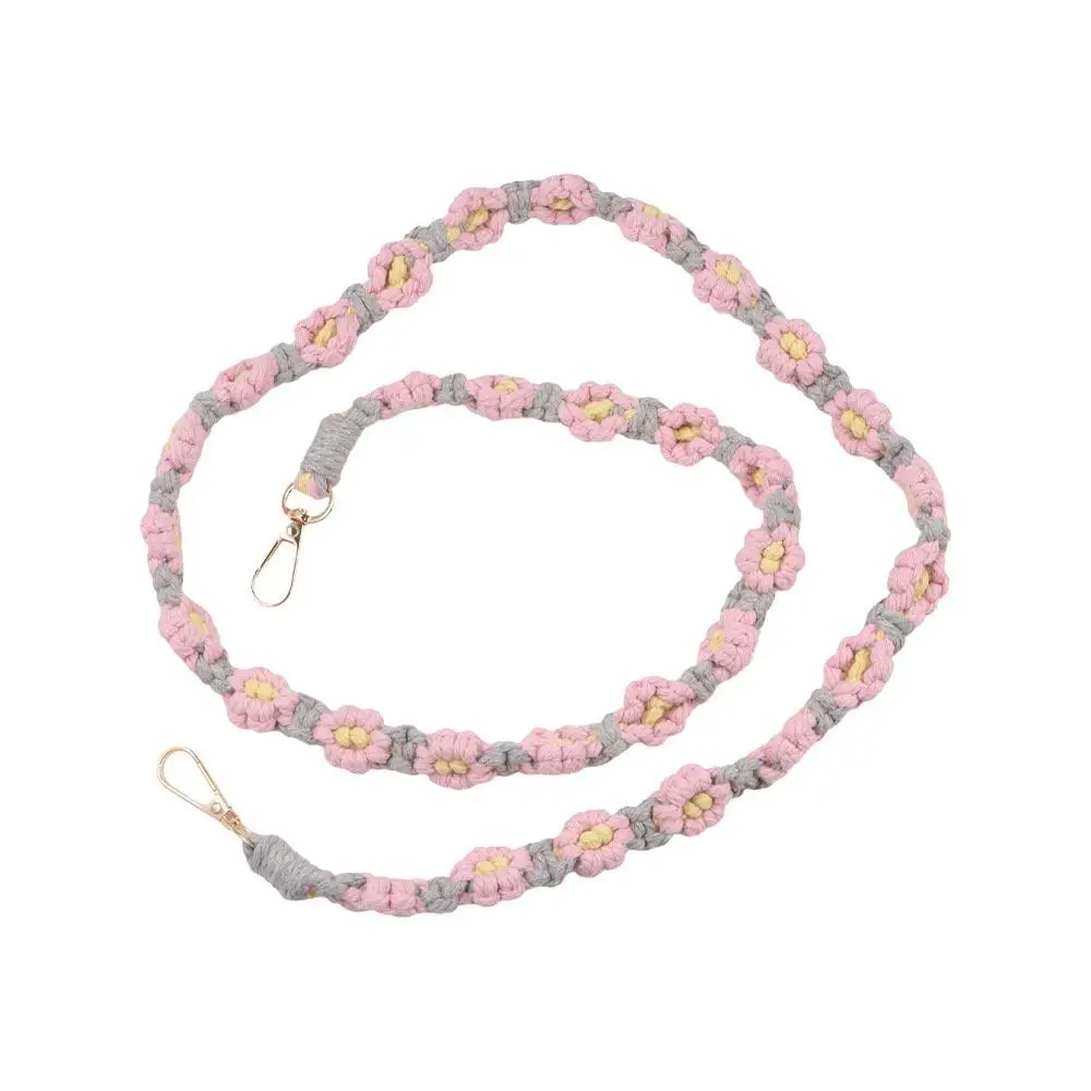 

Handmade Daisy Flower Macrame Keychain Cute Braided Bohemian Key Fob Strap Boho Floral Creative Bags Handle Chain Mobile Phone