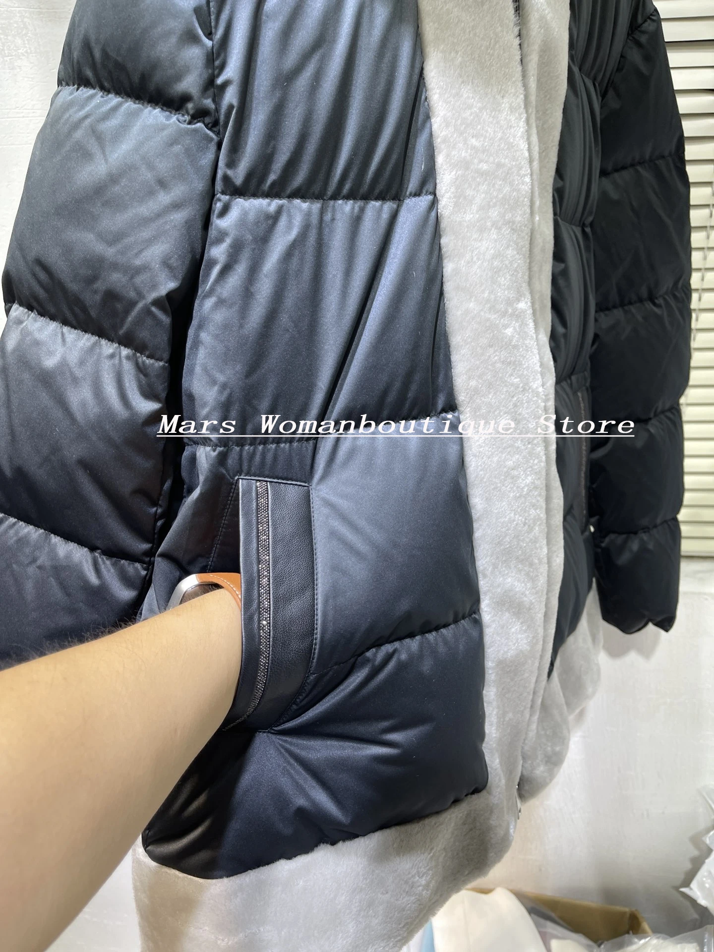 Hooded Goose Down Jacket for Women, Warm Jacket, Fur Integrated, High-End, Luxury Fashion, Winter