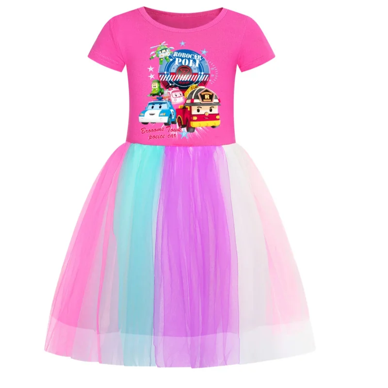 Hot Sall robocarfixed girl cosplay costumes girls dresses bag kawaii kids princess birthday party dress with bag