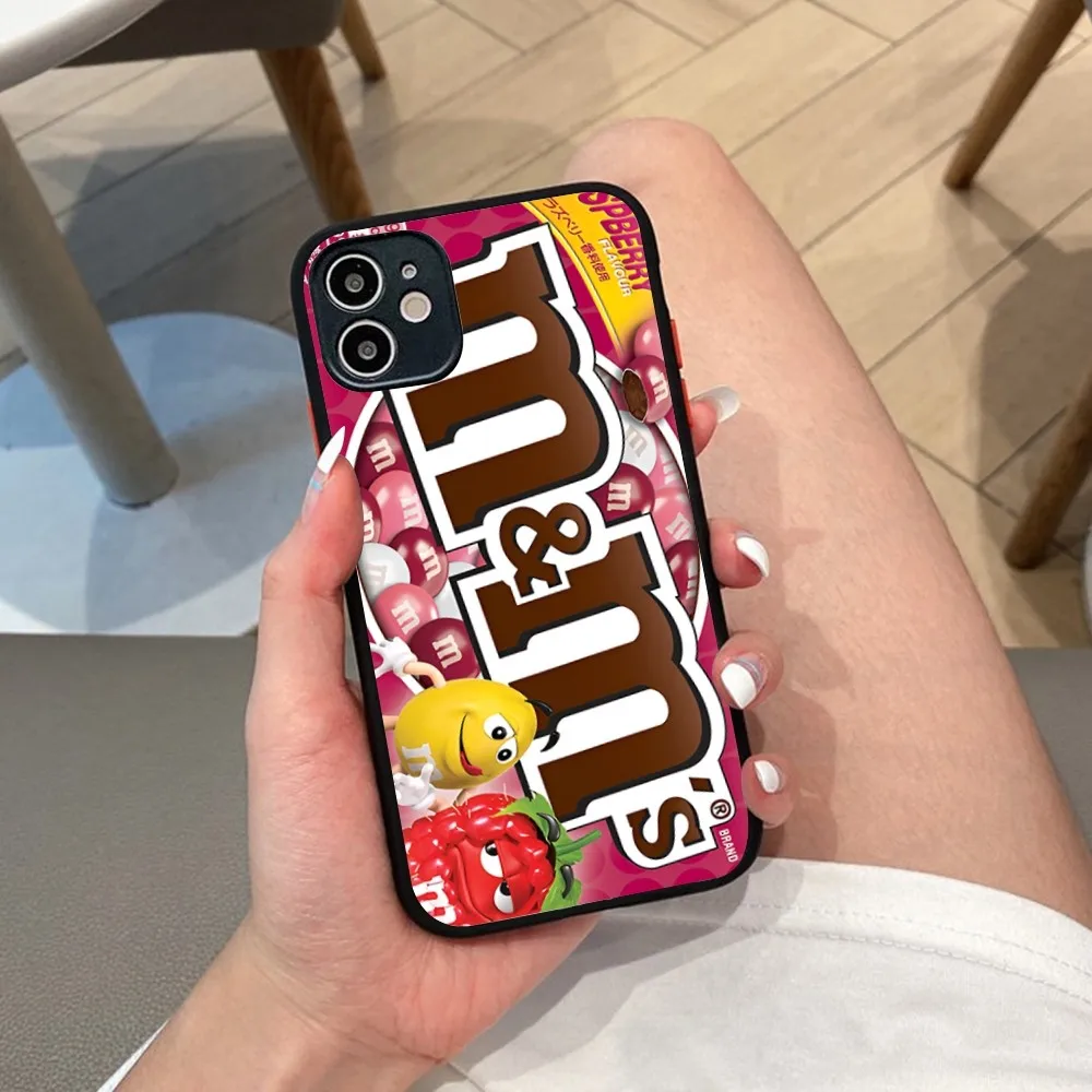 M-M&Ms-s C-Chocolate Phone Case For iPhone 14 X XR XS 7 8 Plus 11 12 13 pro MAX 13mini Matte Shockproof Case