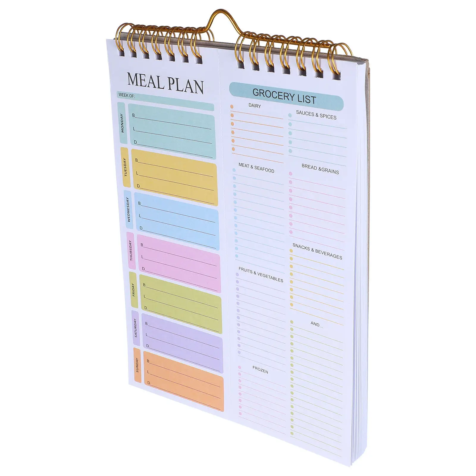 A5 Pastel Spiral Undated Weekly Meal Planner Notebook Magnetic Meal Planning Notepad Tear Off Grocery List Organizer