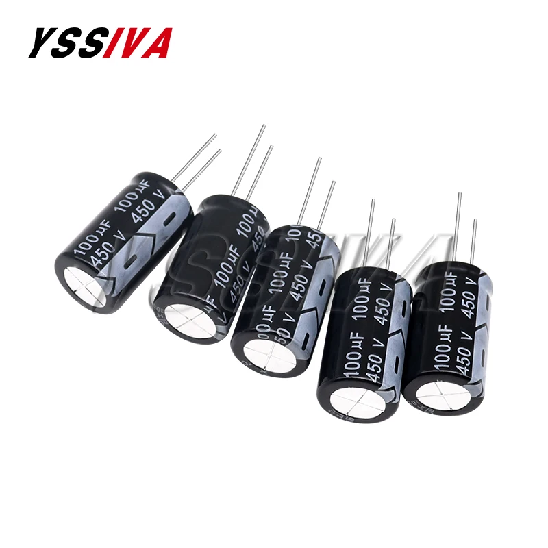 5pcs 450V Aluminum Electrolytic Capacitor 1UF 2.2UF 3.3UF 4.7UF 10UF 22UF 33UF 47UF 68UF 82UF 100UF 150UF 180UF 220UF