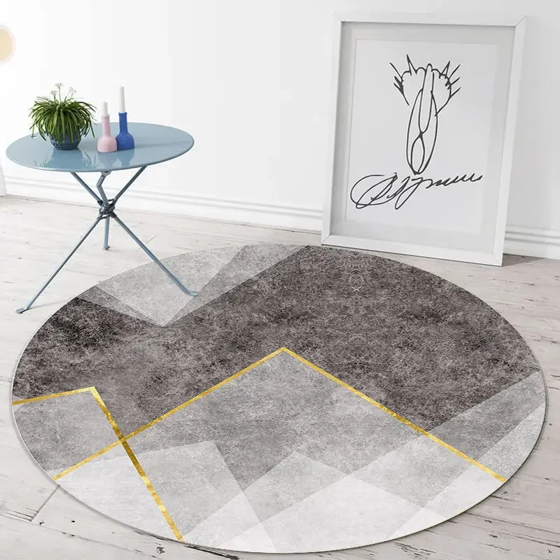 Abstract Geometric Round Carpet Simple Nordic for Living Room Carpets Non-slip Floor Mat Computer Chair Mat Bedroom Lounge Rug