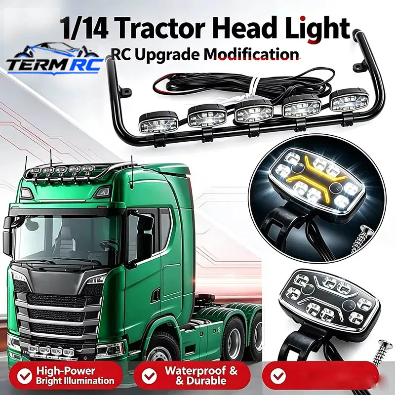 1Pc 1/14 RC Truck LED Roof Light Bar CH3 5 Modes for 770S R620 FH16 3363