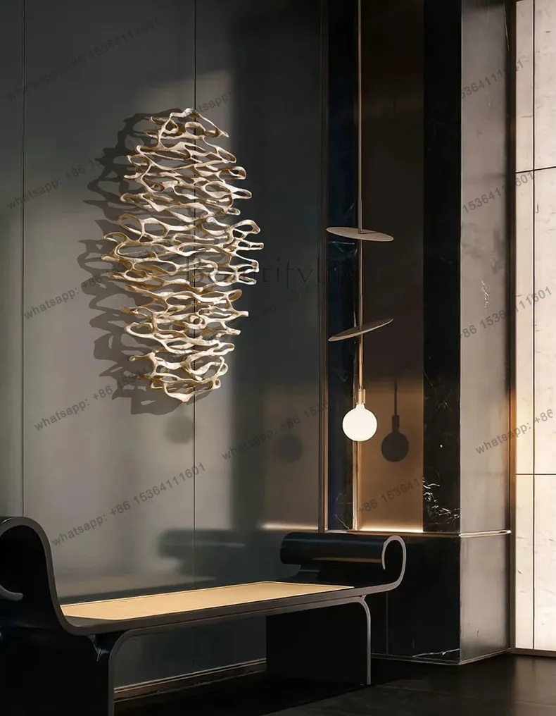 Hollow wood carving wall decoration installation art background wall decoration pendant