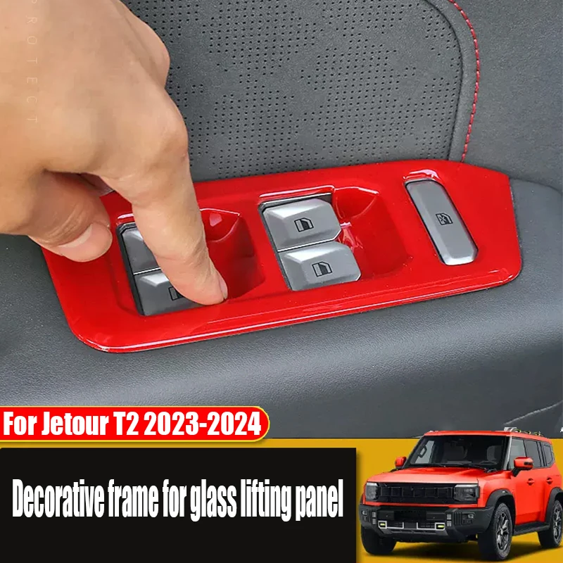 

For Jetour T2 2023 2024 Window glass lifting panel decorative frame ABS material bright black