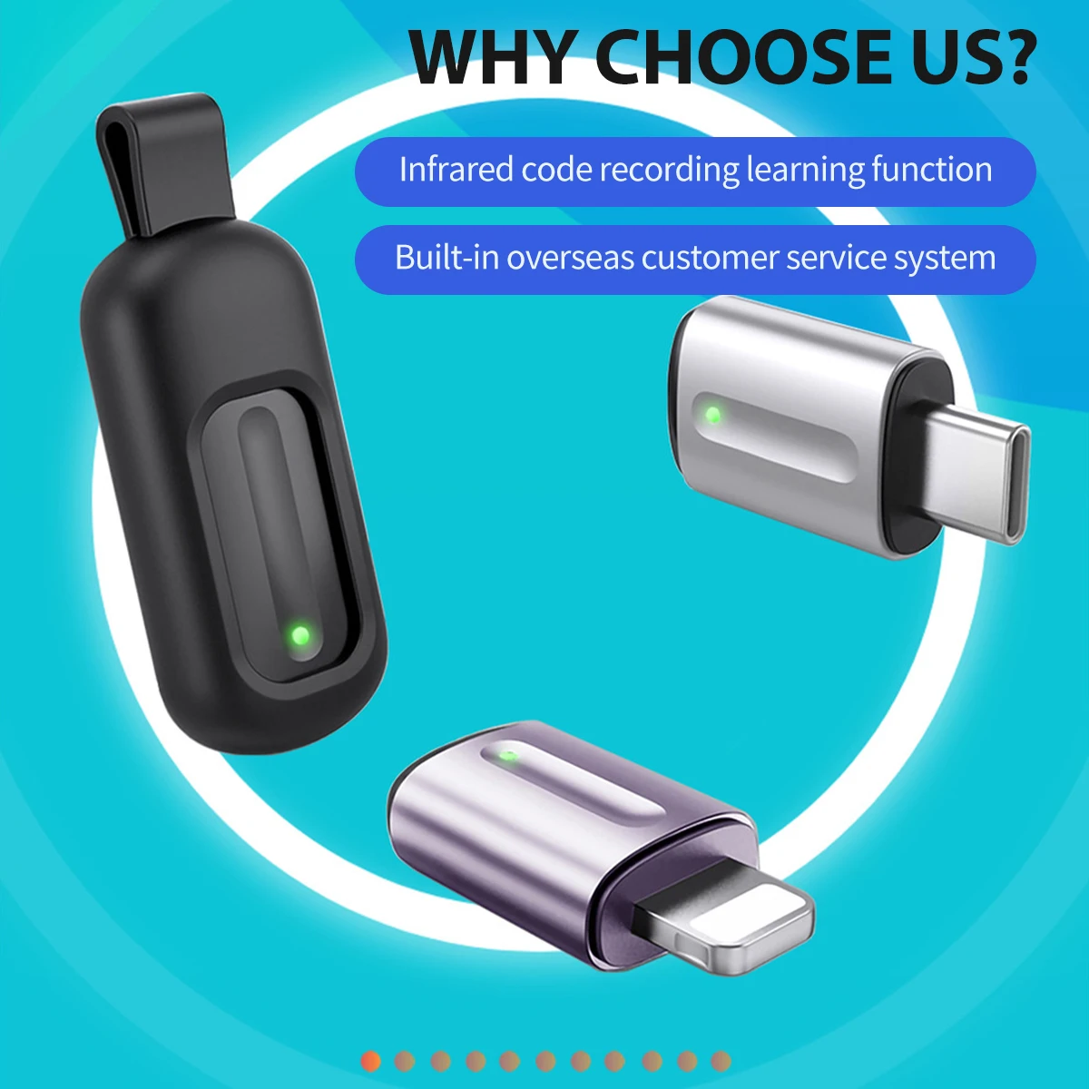 جهاز تحكم عن بعد ذكي بالأشعة تحت الحمراء من النوع C IR Blasters تحكم في تطبيق الهاتف مناسب لهاتف IPhone 15 الذكي IR Mini