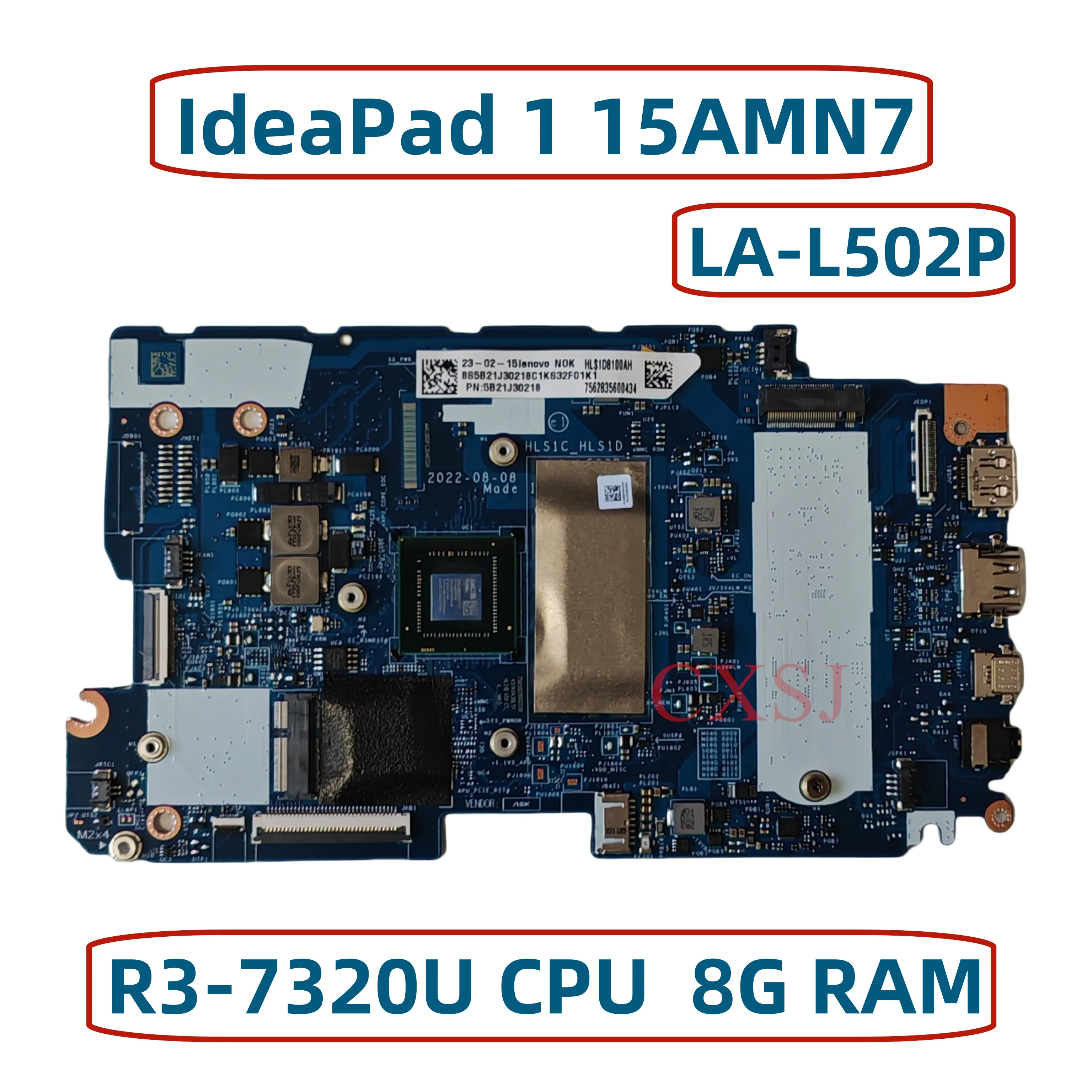 5B21J30218 HLS1C_HLS1D LA-L502P Per Lenovo IdeaPad 1 15AMN7 Scheda Madre Del Computer Portatile Con R3-7320U CPU DDR4 UMA_8GB-RAM Scheda Madre