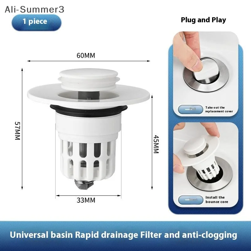 

1 шт., сливной фильтр для умывальника, прыгающий сердечник, пробка для раковины в ванной, сливной фильтр для быстрого уплотнения и слива воды