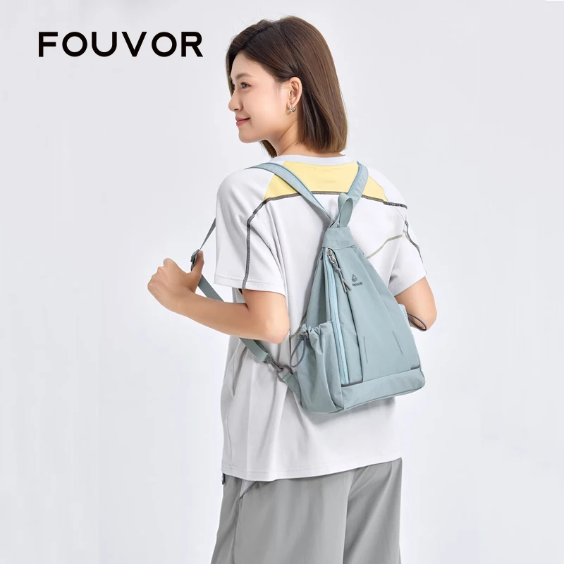 

Fouvor Chest Bag Lightweight Travel Hiking Daypack Zipper Sling Bags Casual Fashion Small Backpack Multi-purpose Bags 3073-02