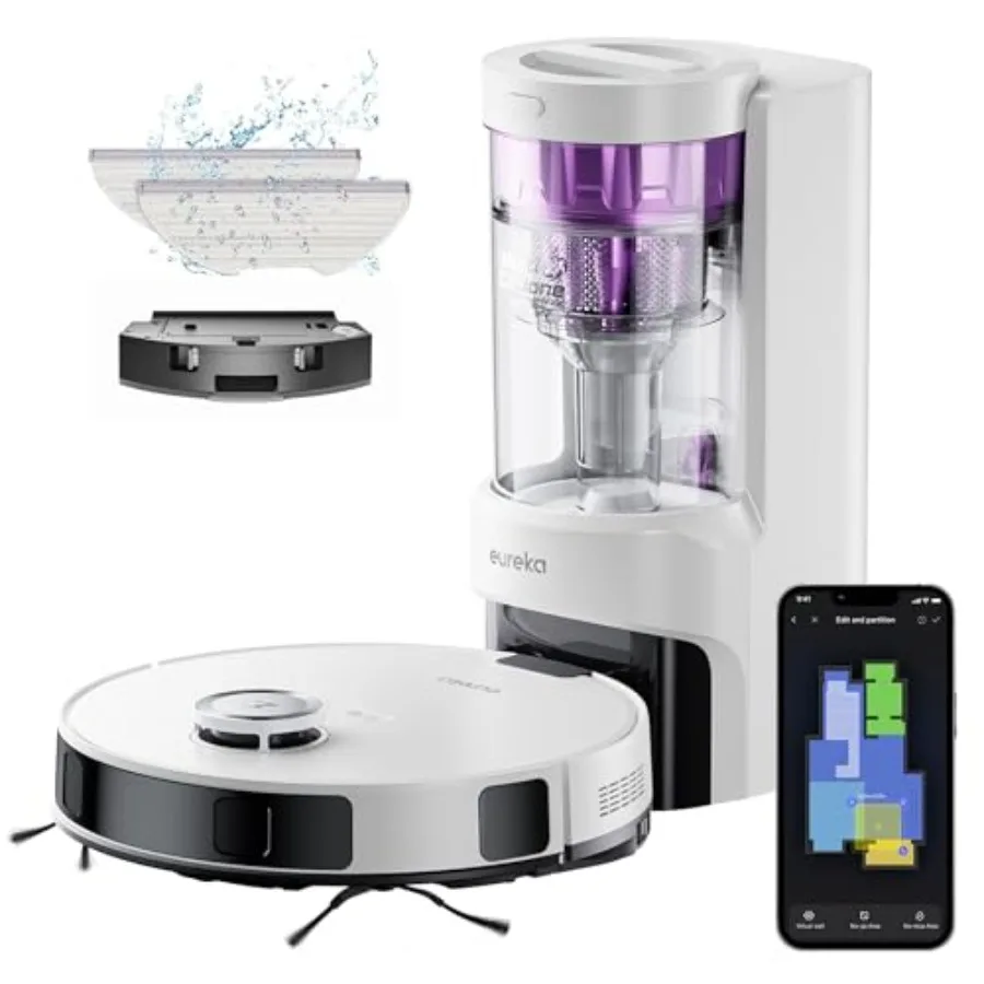

Robot Vacuum with Bagless Self Emptying Station 2 in 1 Robotic Vacuum and Mop Combo 60-Day Ccity 4000Pa Suction Auto Lifting Mo