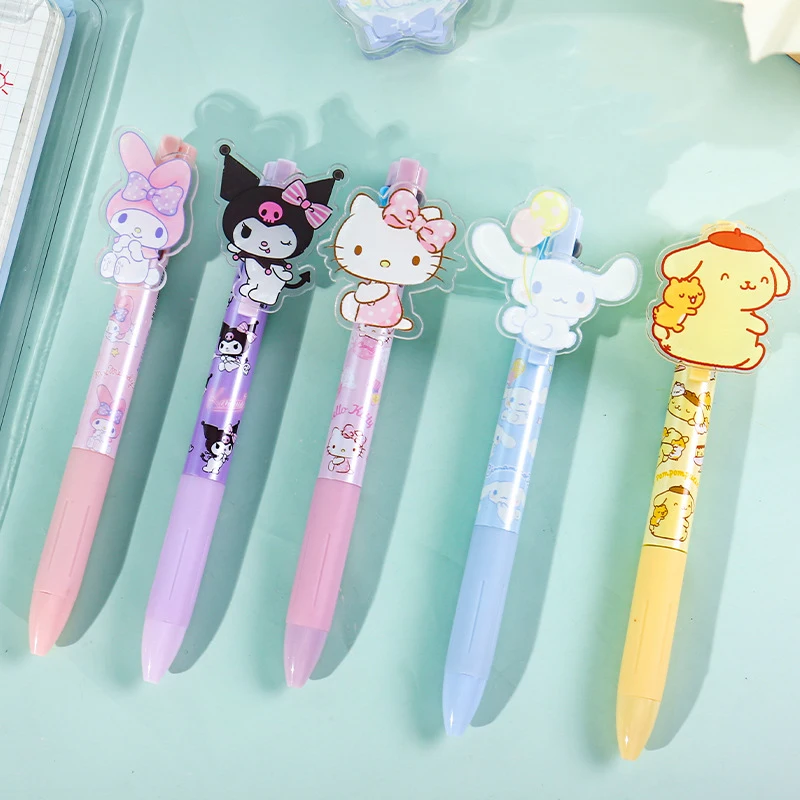 Imagem -06 - Sanrio Olá Kitty Caneta Esferográfica Cores Kawaii Kuromi Cinnamoroll Minha Melodia Signing Pen Suprimentos Estudantes Estacionária 25 Pcs