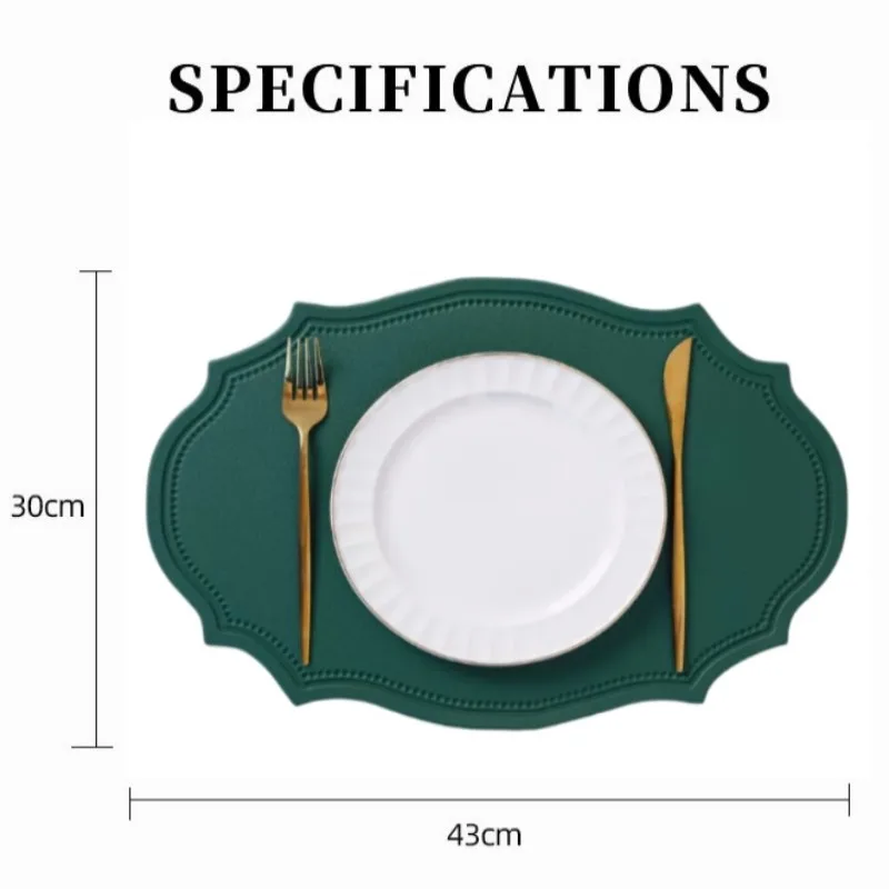 1/4/10Pcs Green Shaped Placemats Sets Faux Leather Oval Place Table Mats Pad Desk Cup Coaster Christmas Dining Table Home Décor