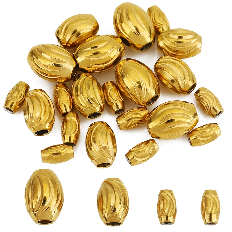 10 قطعة 5 7 8 مللي متر البيضاوي ثقب كبير خرز من الفولاذ المقاوم للصدأ لا تتلاشى أبدًا PVD خزر عازل قلادة سوار لصنع المجوهرات النتائج