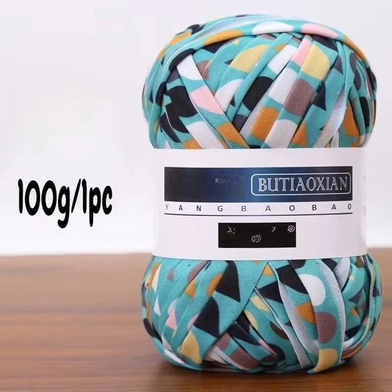 100g New Type Dyed Fabric Thread,Woven Bag Material DIY Carpet,Seat Cushions,Storage Baskets,Hooks,Crochet Thread,Knitting Yarn