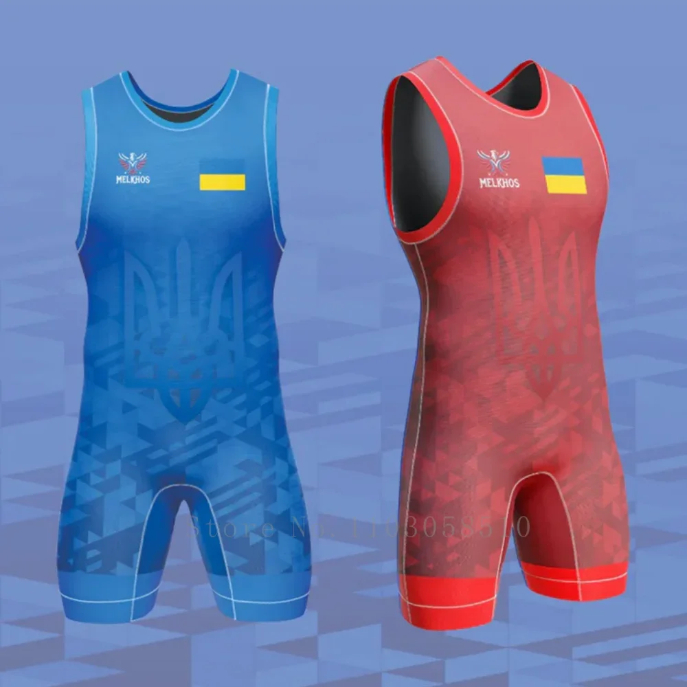 Ukraine Singlet MELKHOSU Team Singlet professional-grade competition suit Wrestlers tournaments Bodybuilding weightlifting suit