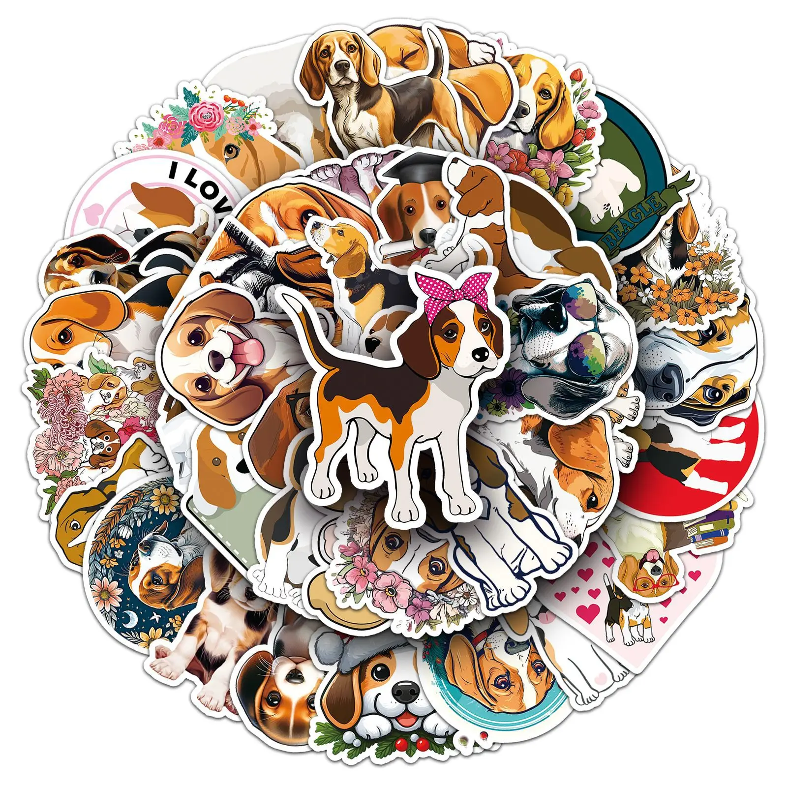 50 قطعة بيغل الكلب الكتابة على الجدران ملصقات لطيف الكلاب الكرتون ملصق مائي الأمتعة الهاتف الغيتار سكيت ملصق مضاد للمياه الكلاسيكية ألعاب أطفال