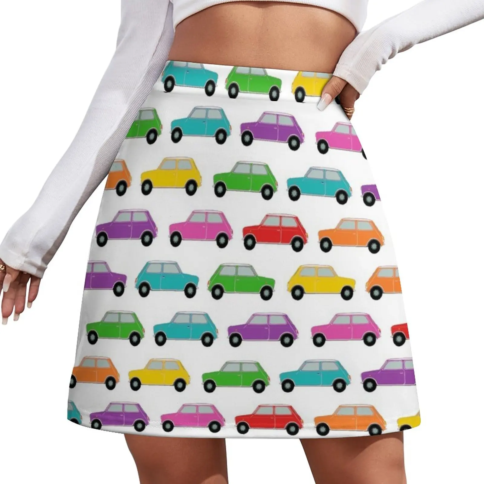 Classic Mini , Rainbow Mini Car , vintage UK car. Mini Skirt skirt sets skirt set