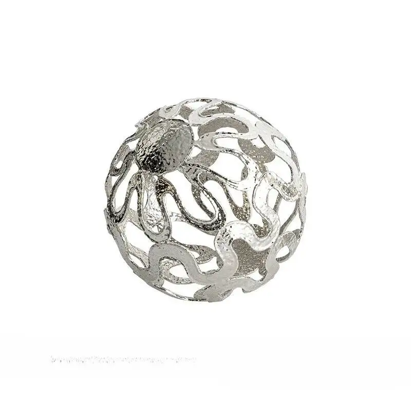 Hollow Metal Ball Wave-shaped Silver Ball Sphere Silver Circle Metal Handicrafts Figurine Home Decoration Accessories