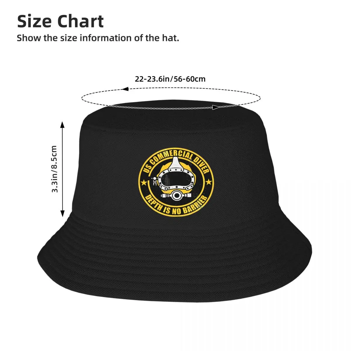 Hot Summer Headwear Scuba Diving US Commercial Diver Merch Bucket Hat Streetwear Teen Sun Hat Panama Hat Fisherman Hats Hiking