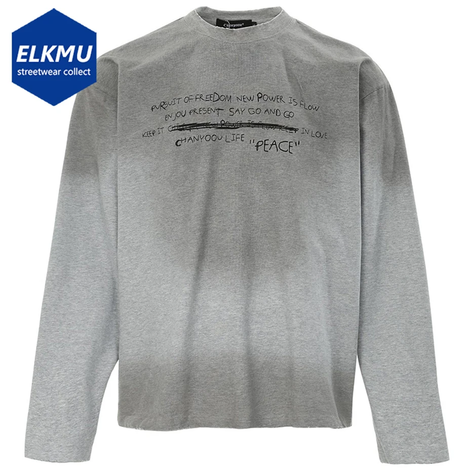 

Vintage Oversized Long Sleeve T Shirt Letter Graphic Loose Tee Tops Men Streetwear Harajuku Hip Hop T-shirt