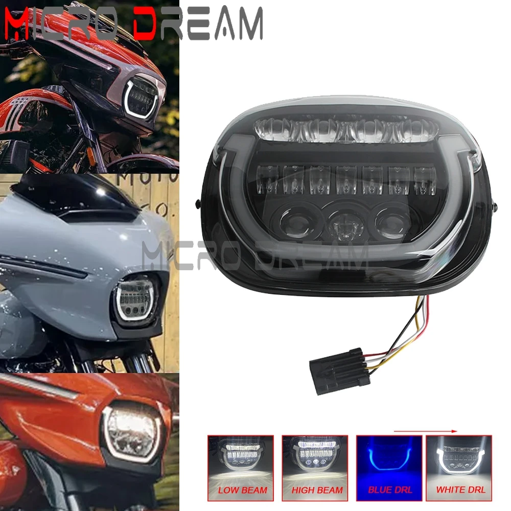 LED Headlight With Daylight Running Light DRL Blue Breathing Light For Harley Street Glide FLHX 117 2024 CVO  FLHXSE 121 23 24