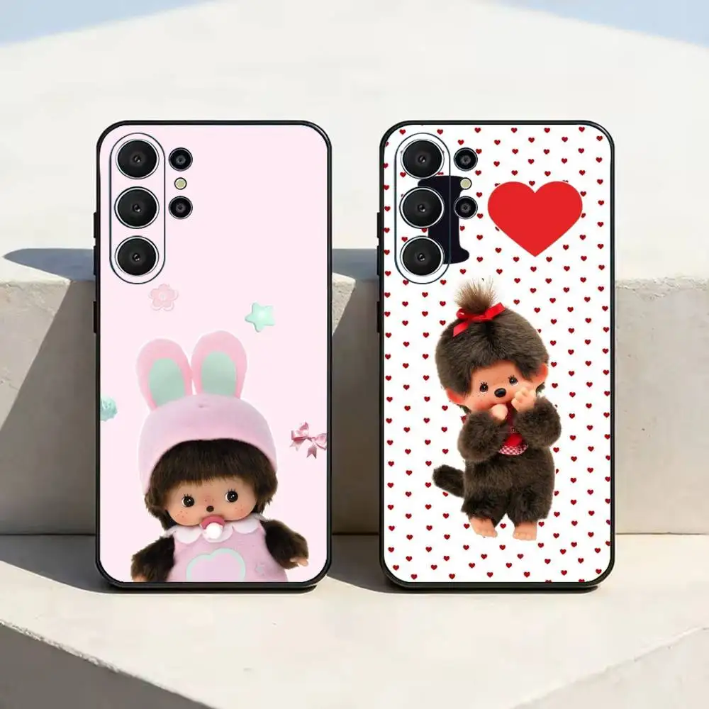 Cute M-Monchhichis Cartoon New Phone Case Black Silicone Soft For Samsung S25,S24,S21,S22,S23,S30,Ultra,S20,Plus,Fe,Lite