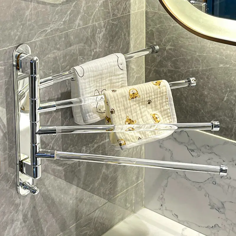 

Bathroom Towel Rack No Punch Wall-mounted Bathroom Shelves Multi-rod Acrylic Towel Rod Bath Towel Bathrobe Accessories Shelf